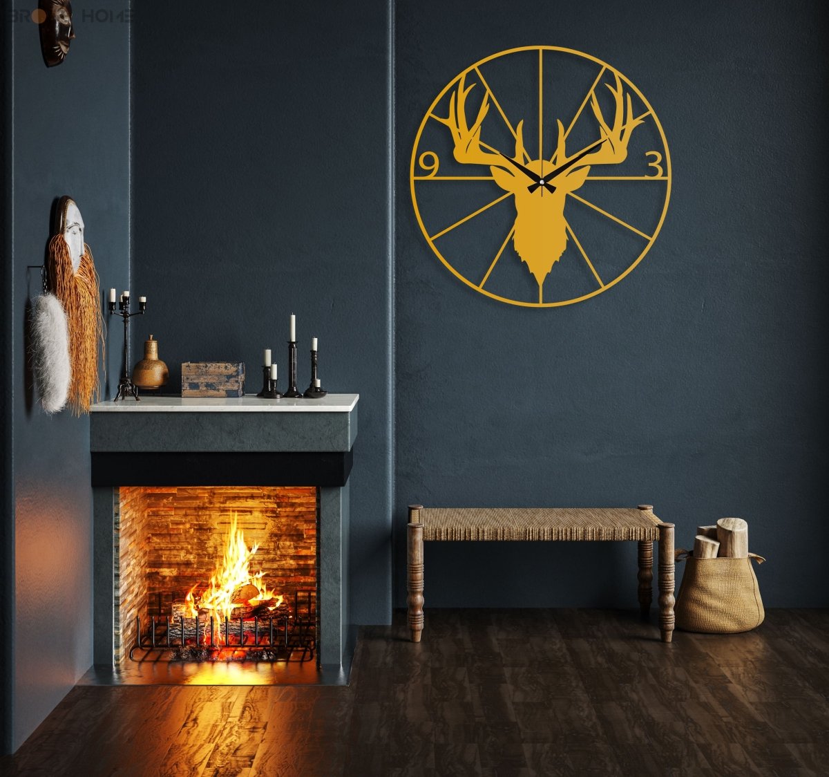 Stag Head Wall Clock - BrossHome Metal Wall Art