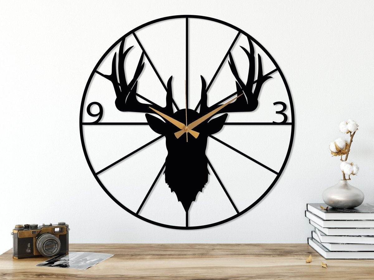 Stag Head Wall Clock - BrossHome Metal Wall Art