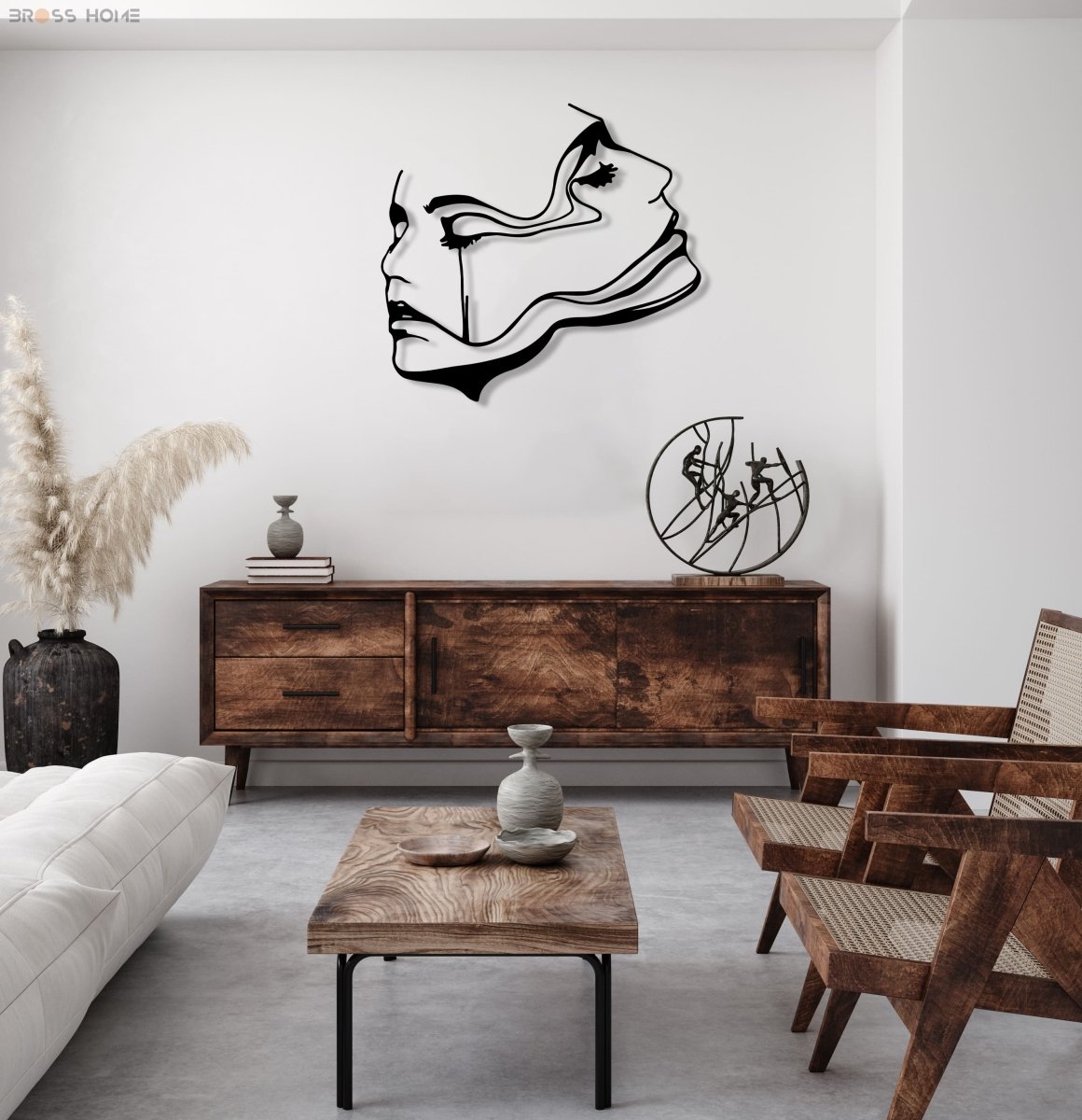 Two Women Face Metal Wall Art - BrossHome Metal Wall Art