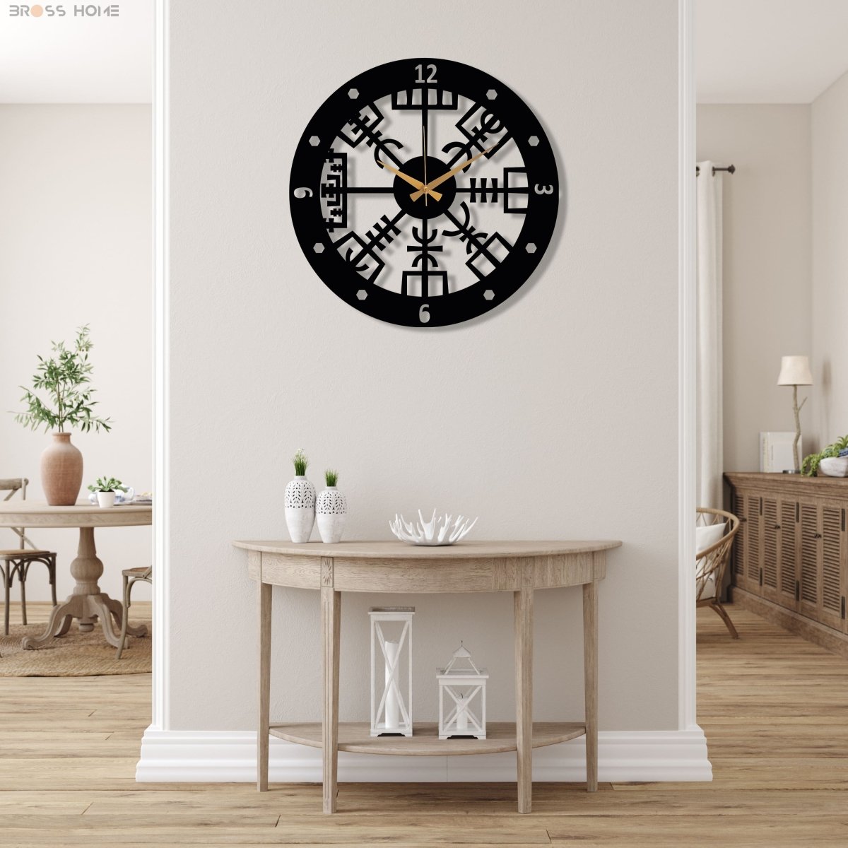 Vegvisir Metal Wall Clock - BrossHome Metal Wall Art