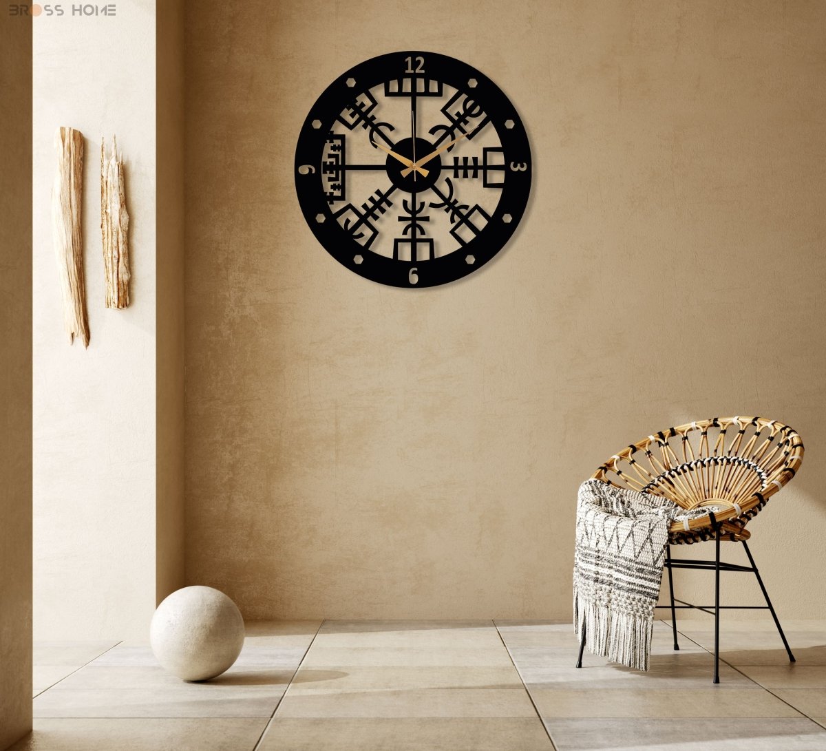 Vegvisir Metal Wall Clock - BrossHome Metal Wall Art