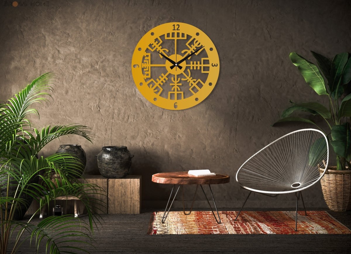 Vegvisir Metal Wall Clock - BrossHome Metal Wall Art