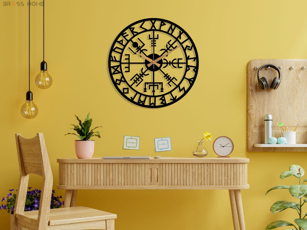 Viking Metal Wall Clock Art - BrossHome Metal Wall Art