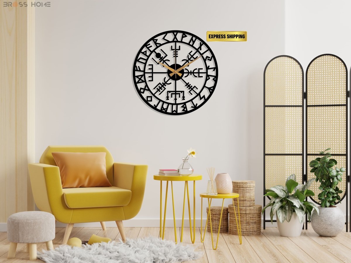 Viking Metal Wall Clock Art - BrossHome Metal Wall Art