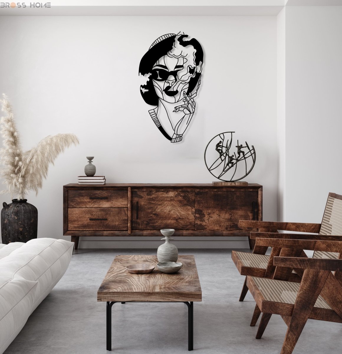 Woman Smoking Wall Art - BrossHome Metal Wall Art