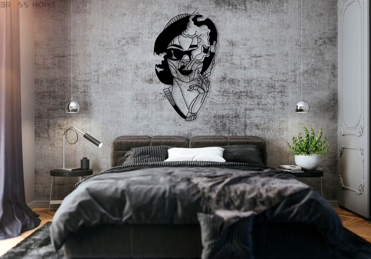 Woman Smoking Wall Art - BrossHome Metal Wall Art