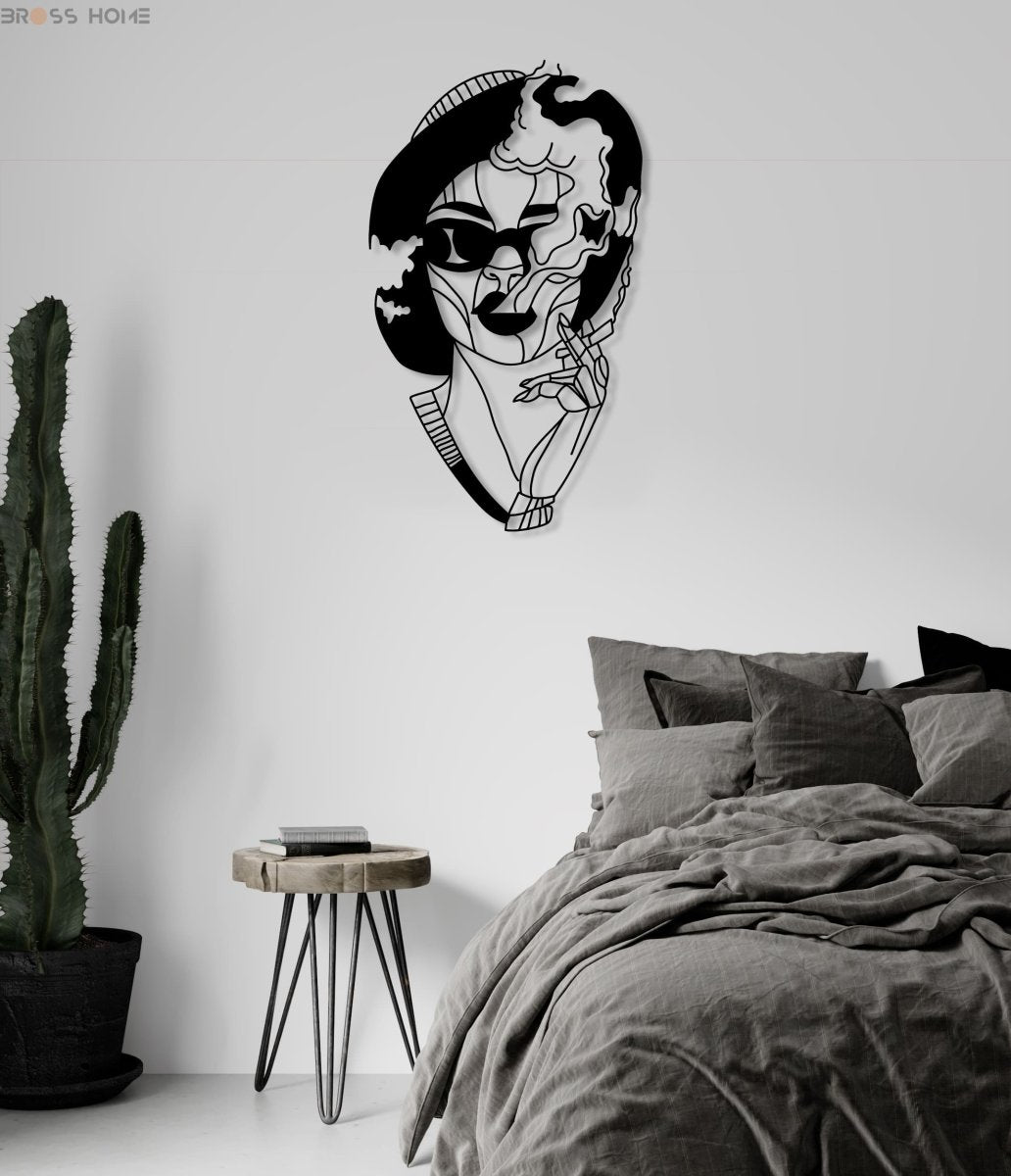 Woman Smoking Wall Art - BrossHome Metal Wall Art