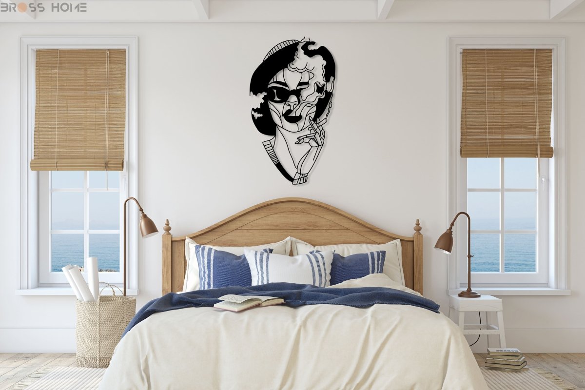 Woman Smoking Wall Art - BrossHome Metal Wall Art