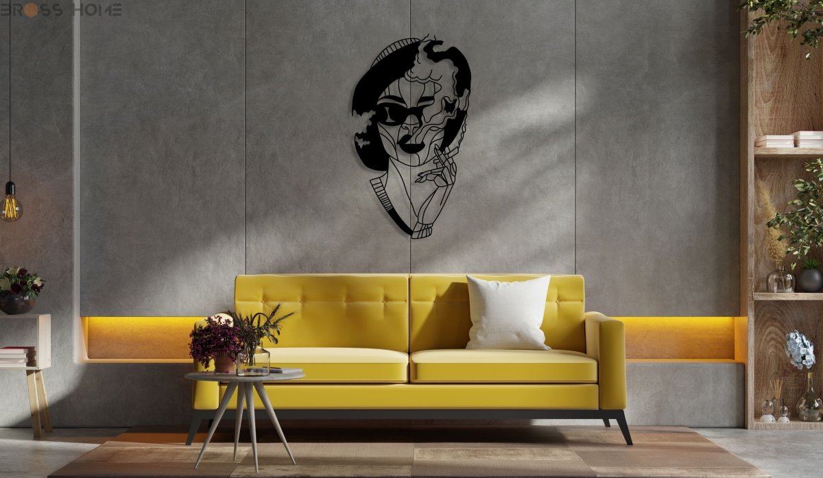 Woman Smoking Wall Art - BrossHome Metal Wall Art