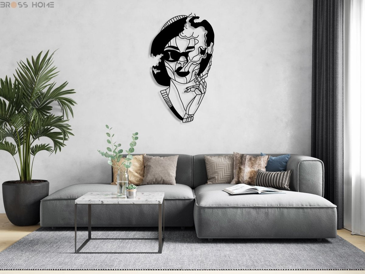 Woman Smoking Wall Art - BrossHome Metal Wall Art