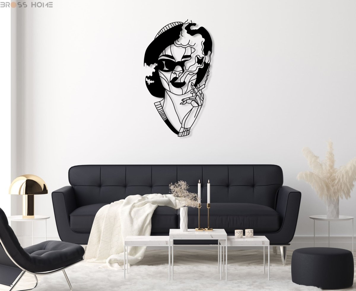 Woman Smoking Wall Art - BrossHome Metal Wall Art