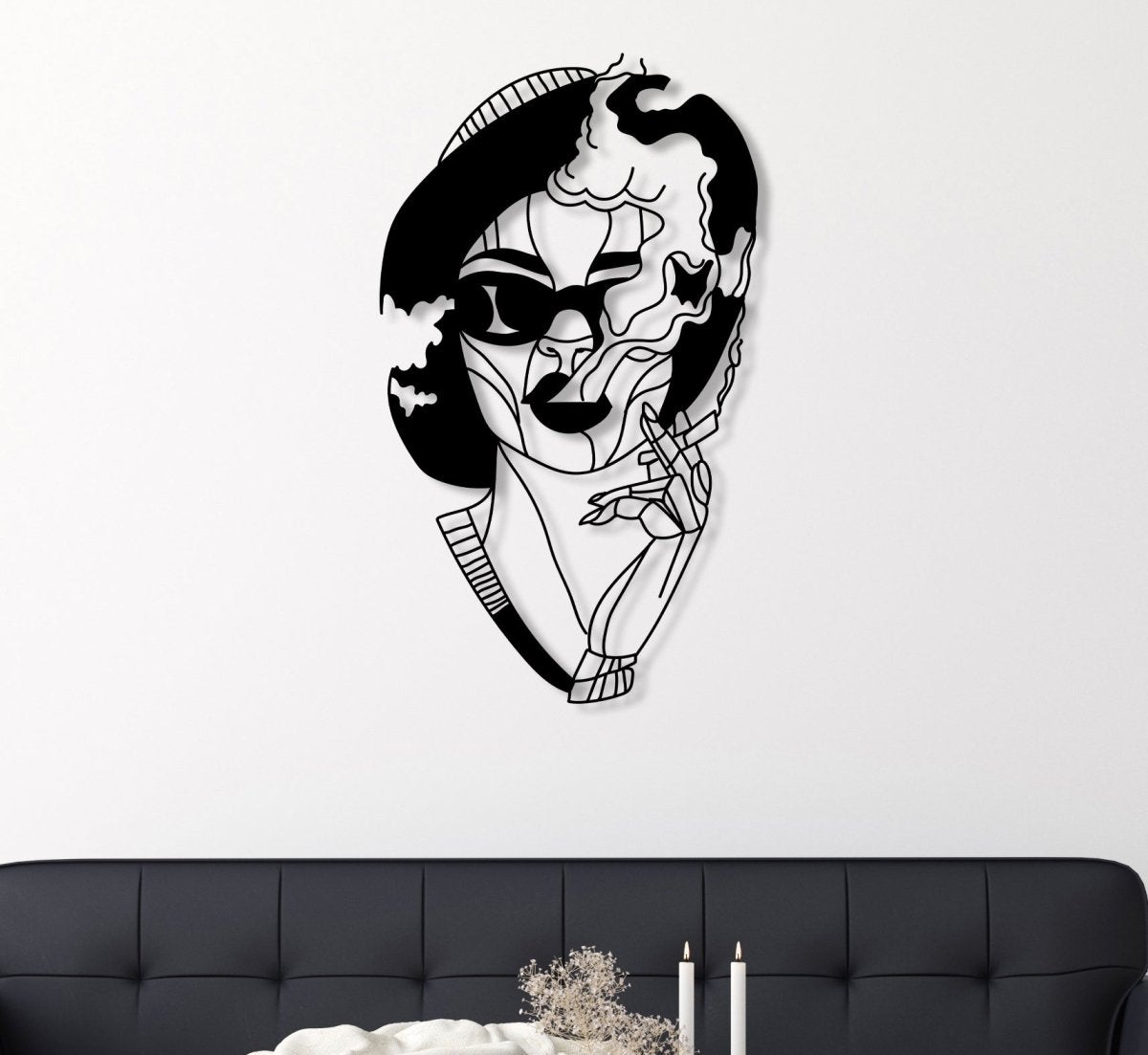 Woman Smoking Wall Art - BrossHome Metal Wall Art