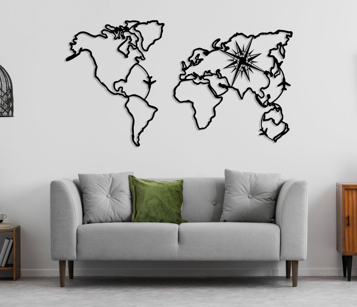 World Map Compass Wall Art - BrossHome Metal Wall Art