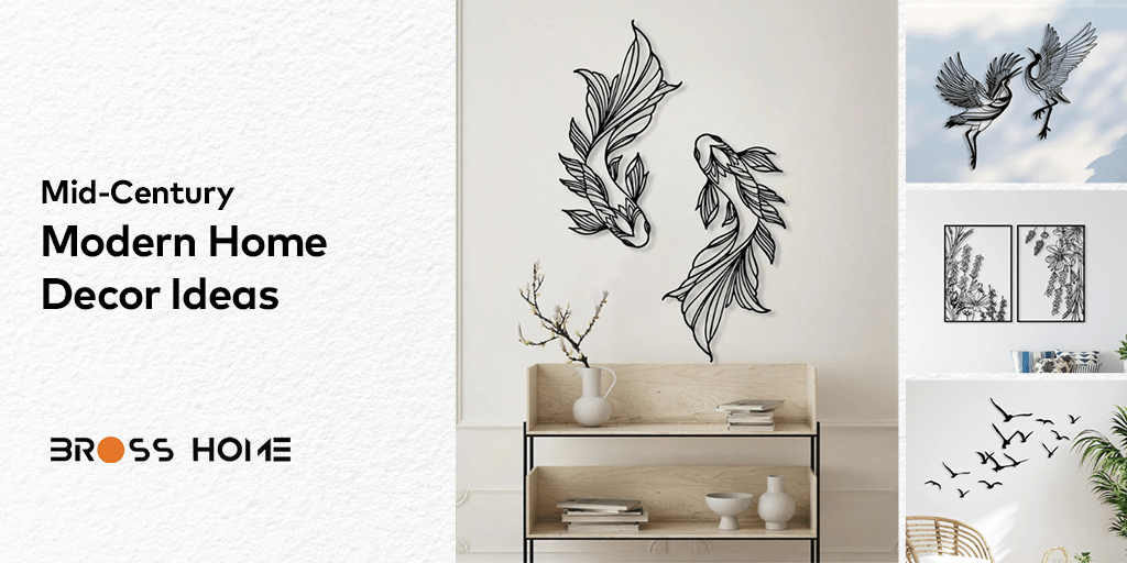 Mid-Century Modern Home Decor Ideas - BrossHome Metal Wall Art
