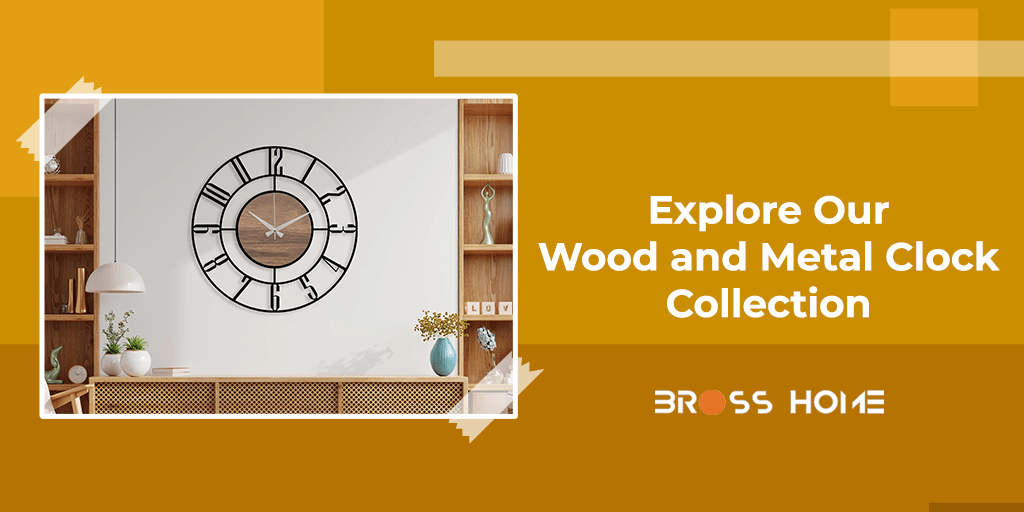 Timeless Elegance: Explore Our Wood and Metal Clock Collection - BrossHome Metal Wall Art