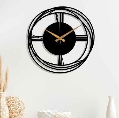 Black Wall Clock - BrossHome Metal Wall Art