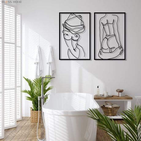 Framed Bathroom Wall Art - BrossHome Metal Wall Art
