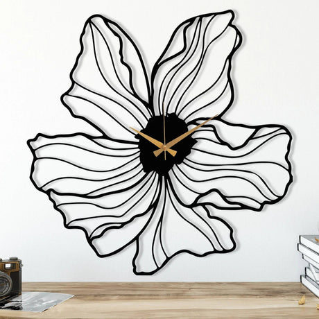 Metal Flower Wall Clock - BrossHome Metal Wall Art