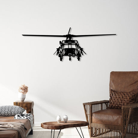 Metal Helicopter Silhouette - BrossHome Metal Wall Art