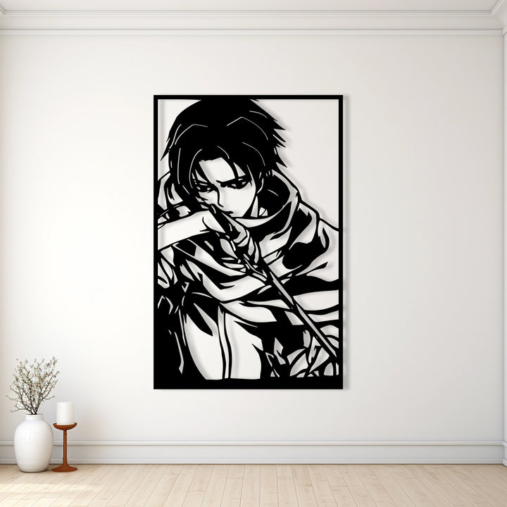 A highly detailed artwork of an anime character engraved on metal with sharp, precise lines. - 2