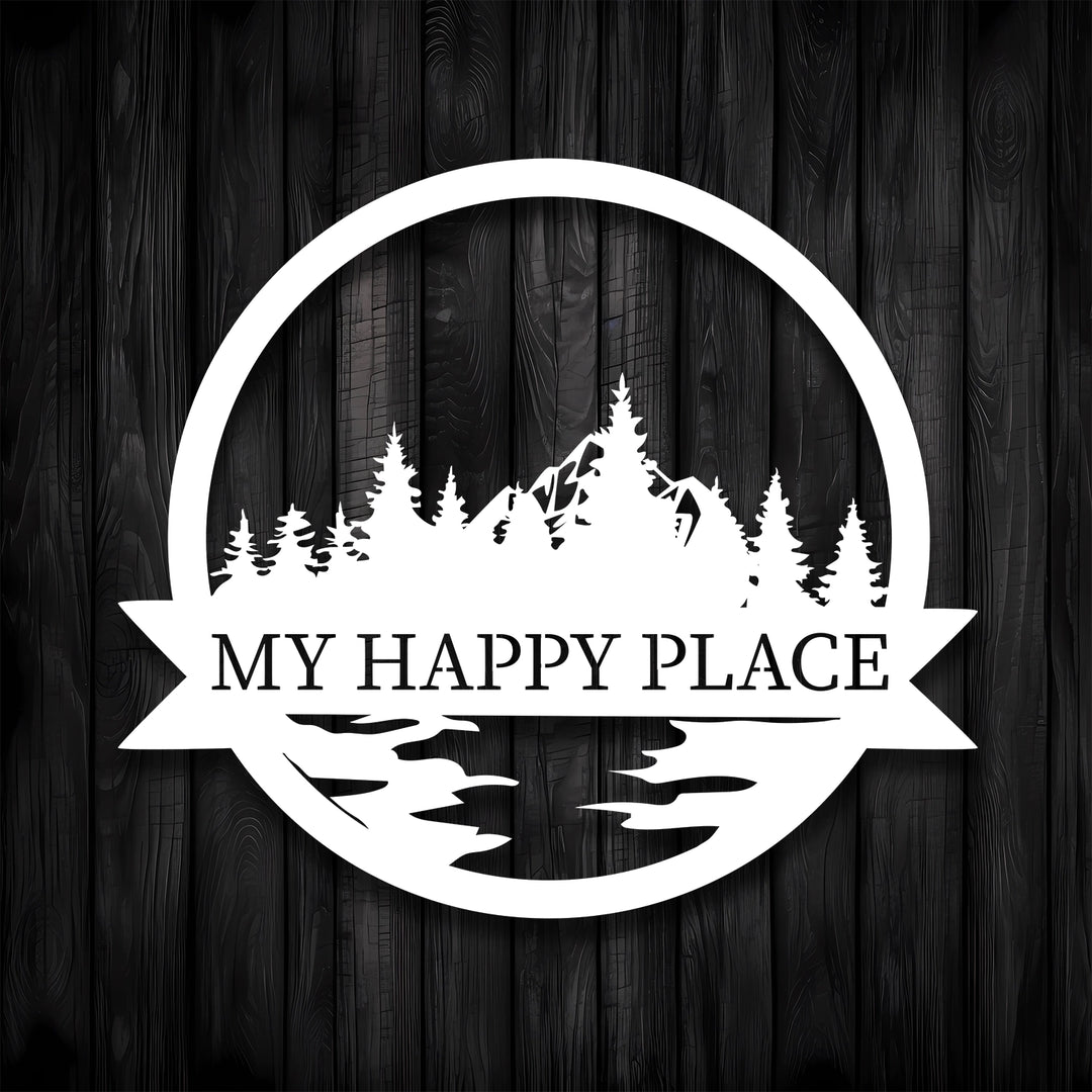 Happy Place Metal Garden Sign Decor