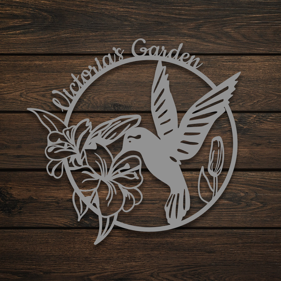 Hummingbird Metal Garden Sign Decor