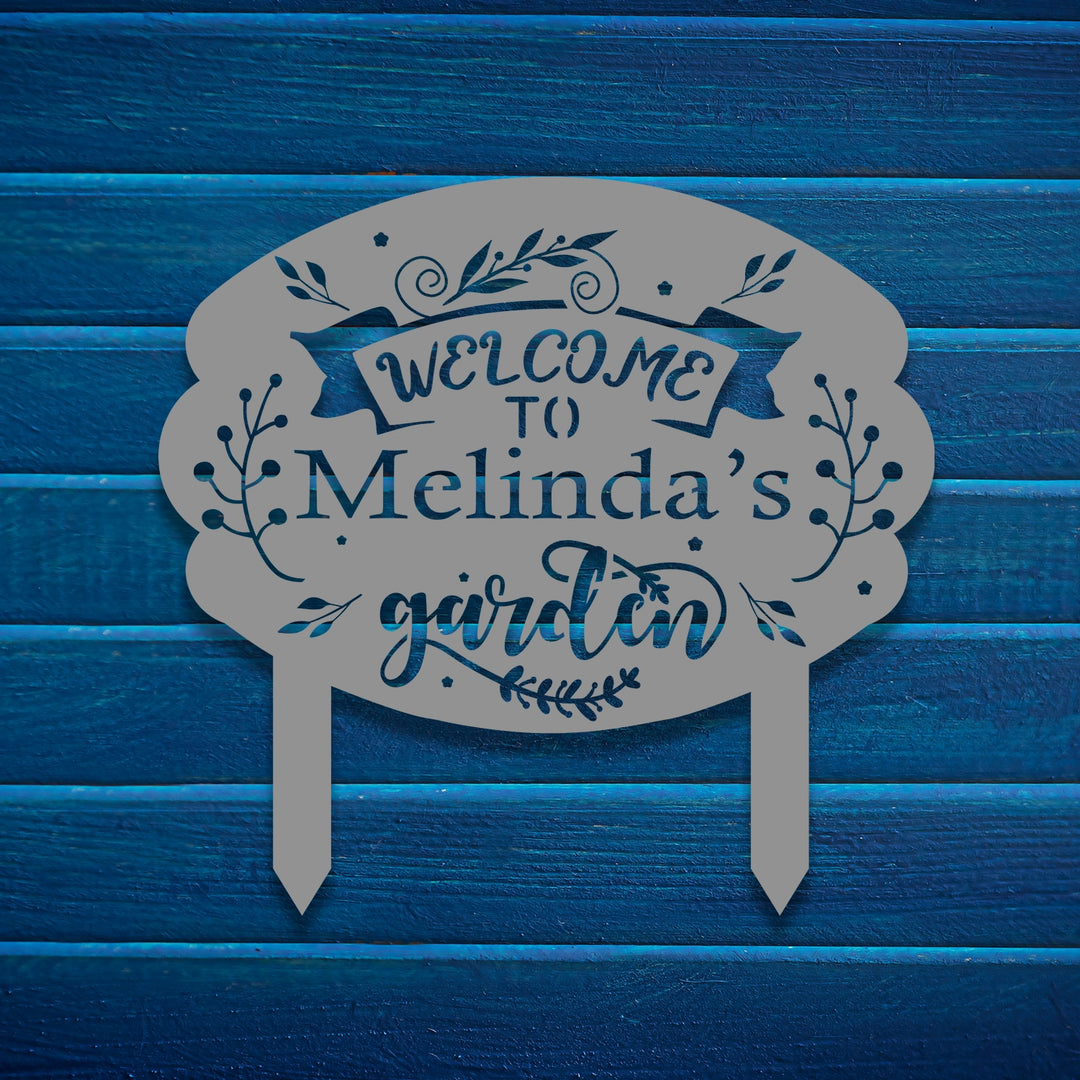 Customizable Garden Sign with Welcome Text