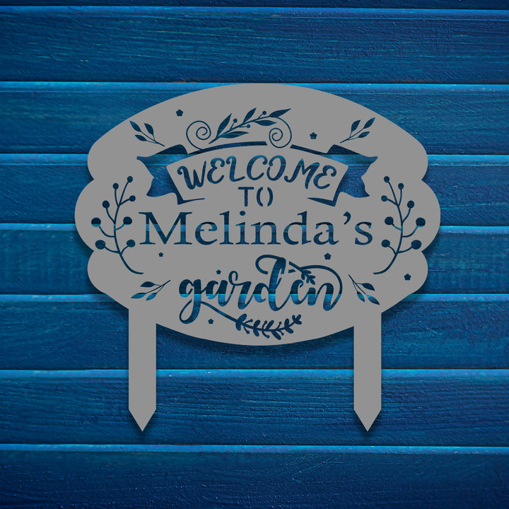 Customizable Garden Sign with Welcome Text