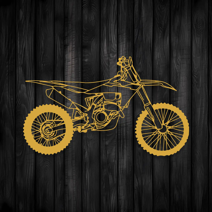 Side view of a motocross bike silhouette creating a bold focal point.