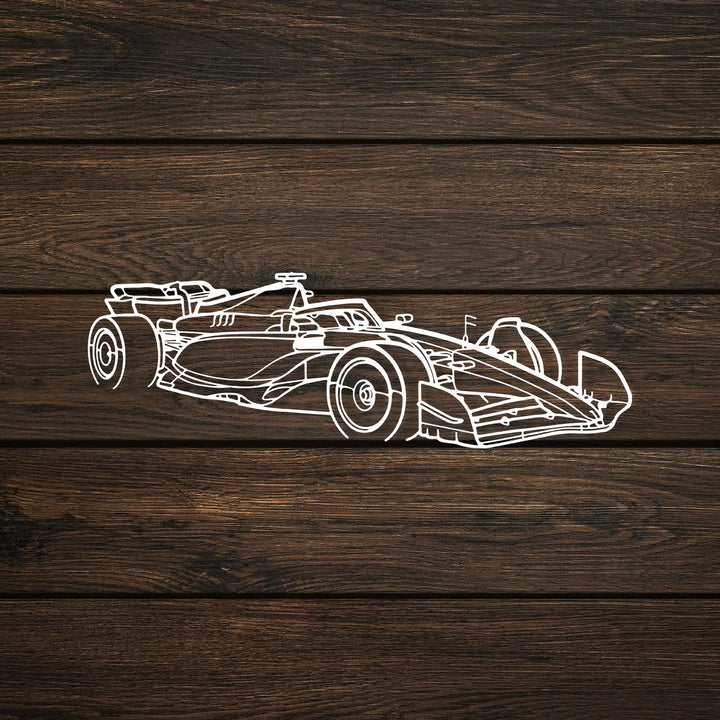 Speed-inspired black wall decor enhancing a minimalist interior design.
