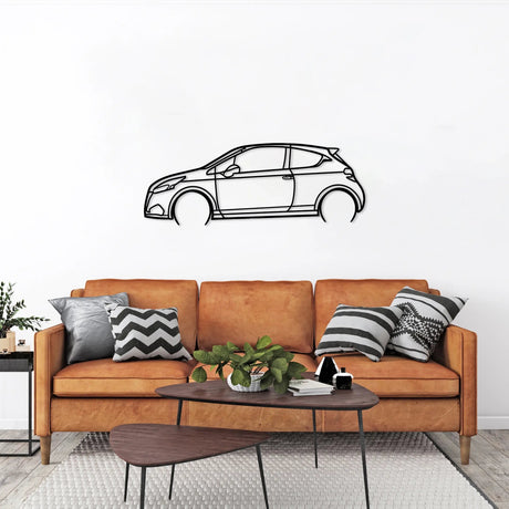 208 Gti Sport Car Silhouette Wall Art - BrossHome Metal Wall Art