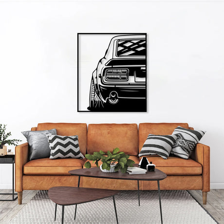 240Z Car Silhouette Metal Wall Art (The Back View) - BrossHome Metal Wall Art