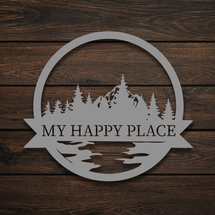 Happy Place Metal Garden Sign Decor