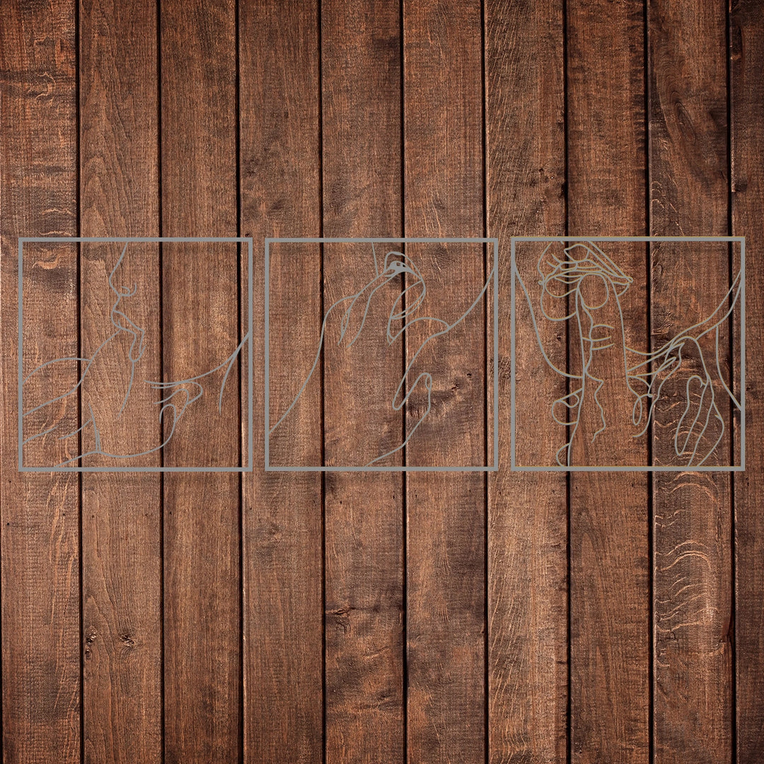 Sophisticated and intimate metal line art wall decor for modern interiors.