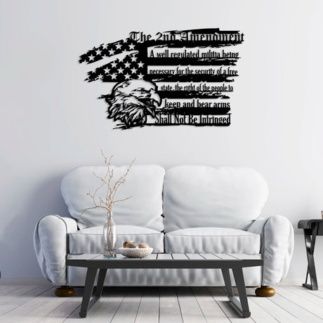 2nd Amendment Patriotic Metal Wall Art for Home & Garage - BrossHome Metal Wall Art