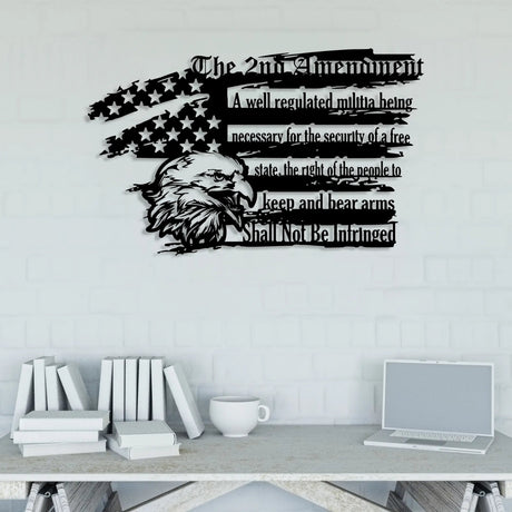 2nd Amendment Patriotic Metal Wall Art for Home & Garage - BrossHome Metal Wall Art