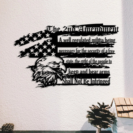 2nd Amendment Patriotic Metal Wall Art for Home & Garage - BrossHome Metal Wall Art