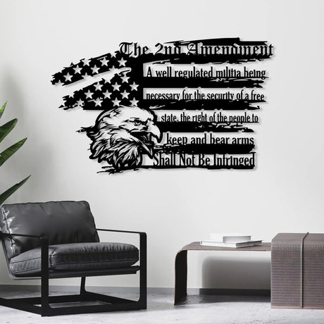 2nd Amendment Patriotic Metal Wall Art for Home & Garage - BrossHome Metal Wall Art