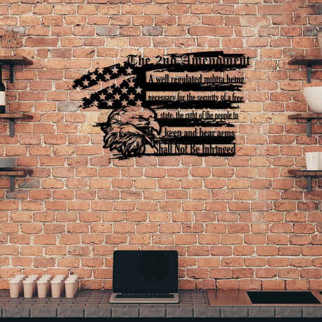 2nd Amendment Patriotic Metal Wall Art for Home & Garage - BrossHome Metal Wall Art