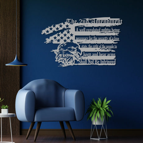 2nd Amendment Patriotic Metal Wall Art for Home & Garage - BrossHome Metal Wall Art