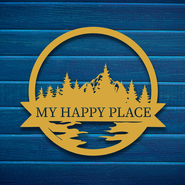 Happy Place Metal Garden Sign Decor