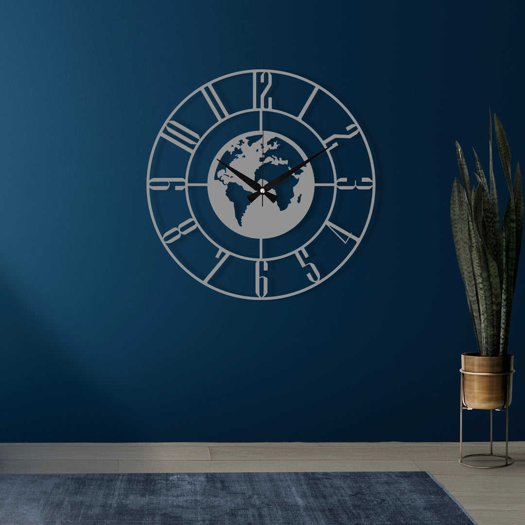 WORLD THEMED METAL WALL CLOCK