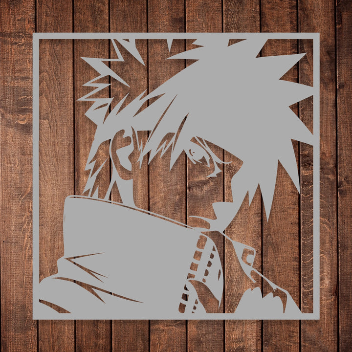 Special anime wall decor created using laser-cut techniques on black metal. - 2 