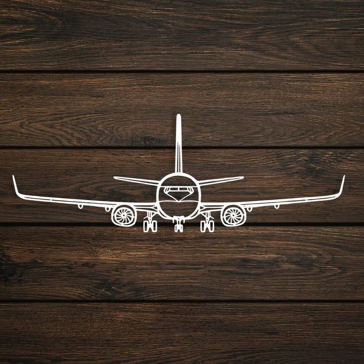 Front-facing aircraft metal silhouette enhancing a clean interior.