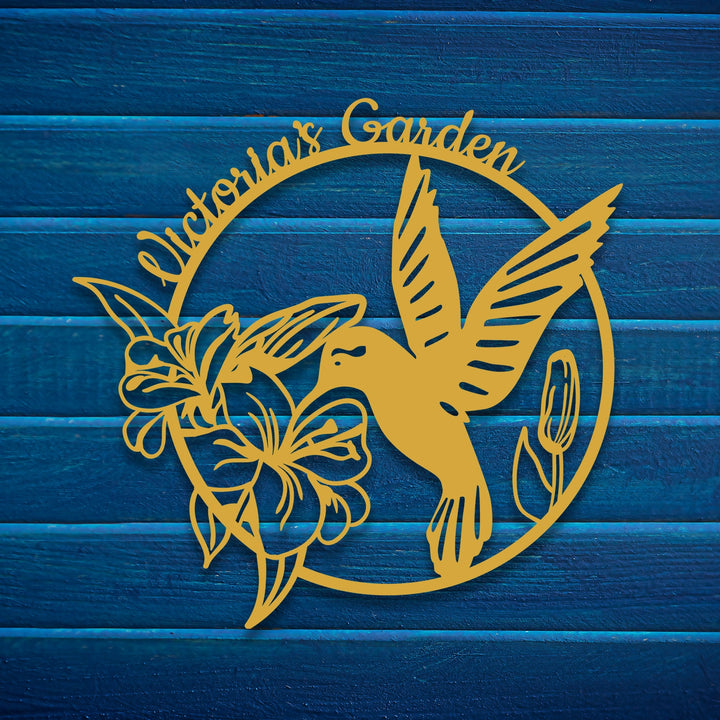 Hummingbird Metal Garden Sign Decor