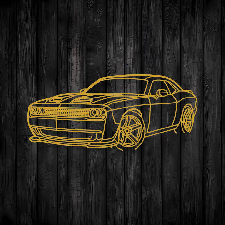 Stylish Dodge Challenger metal artwork bringing bold character to a room.