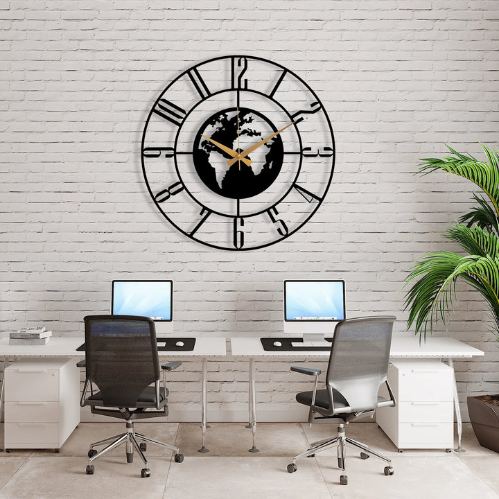 WORLD THEMED METAL WALL CLOCK