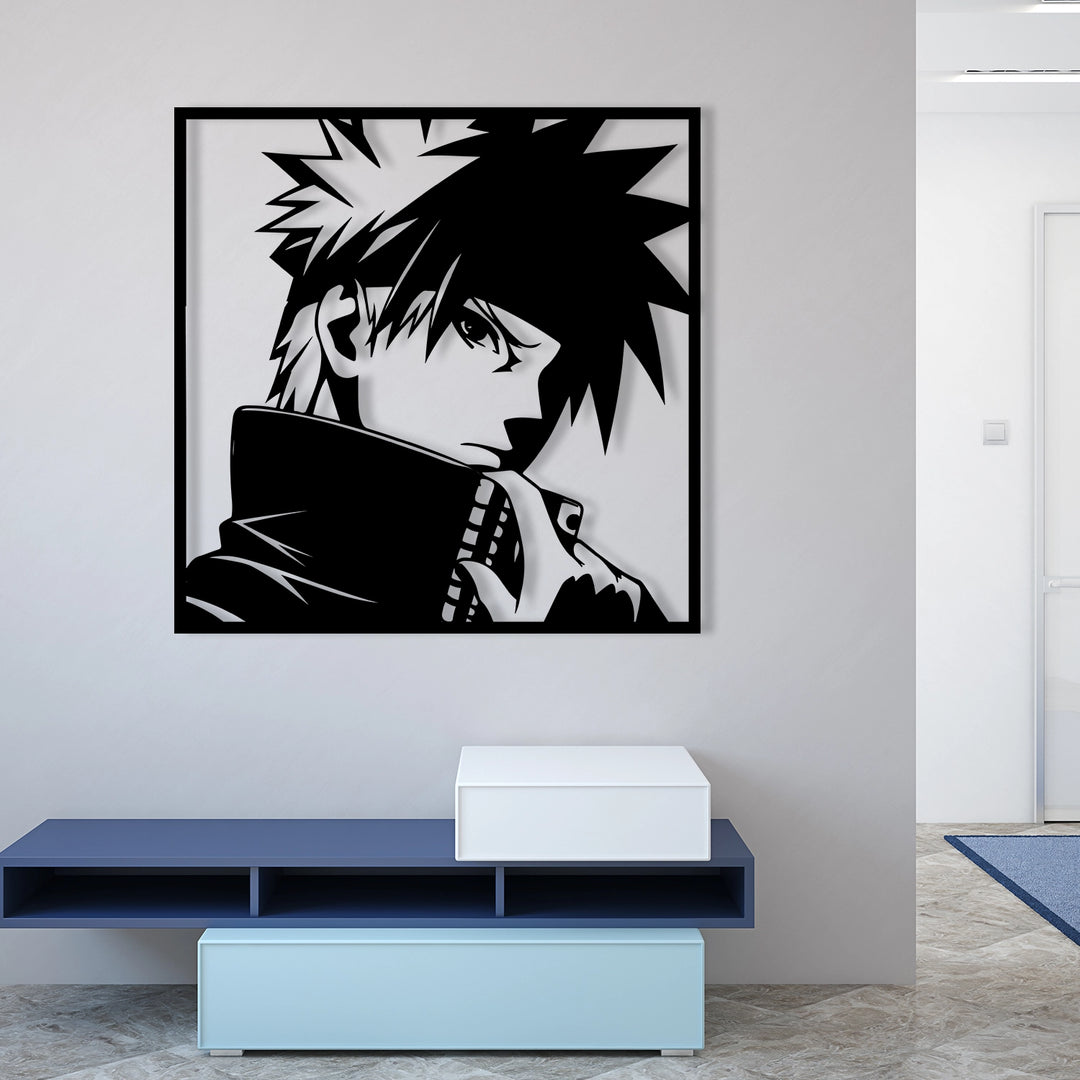 Modern and minimalist metal wall art designed for anime enthusiasts.