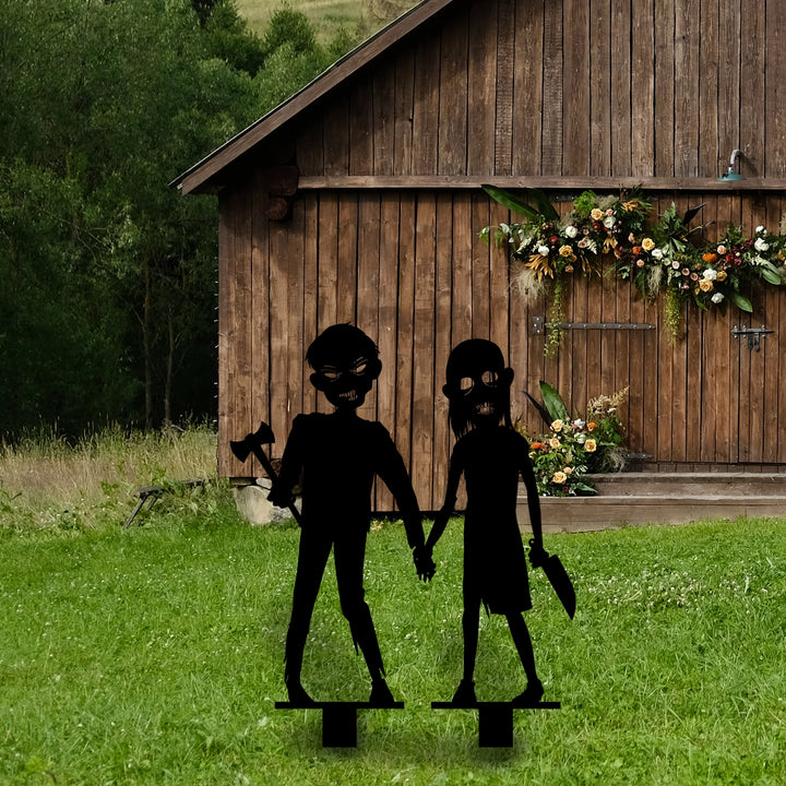 Zombie Kids Metal Garden Sign