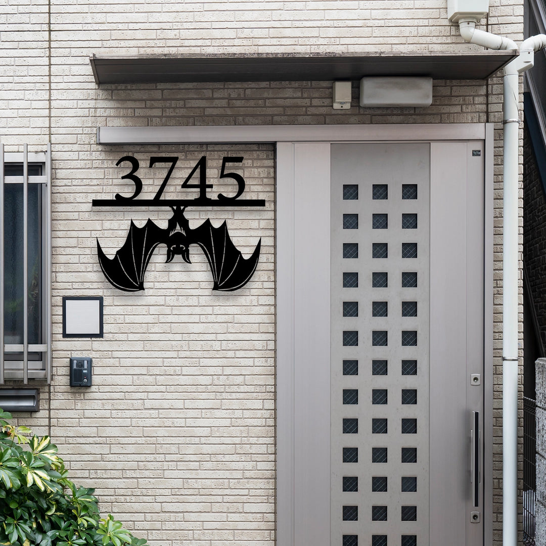 Custom Bat House Numbers Metal Garden Sign